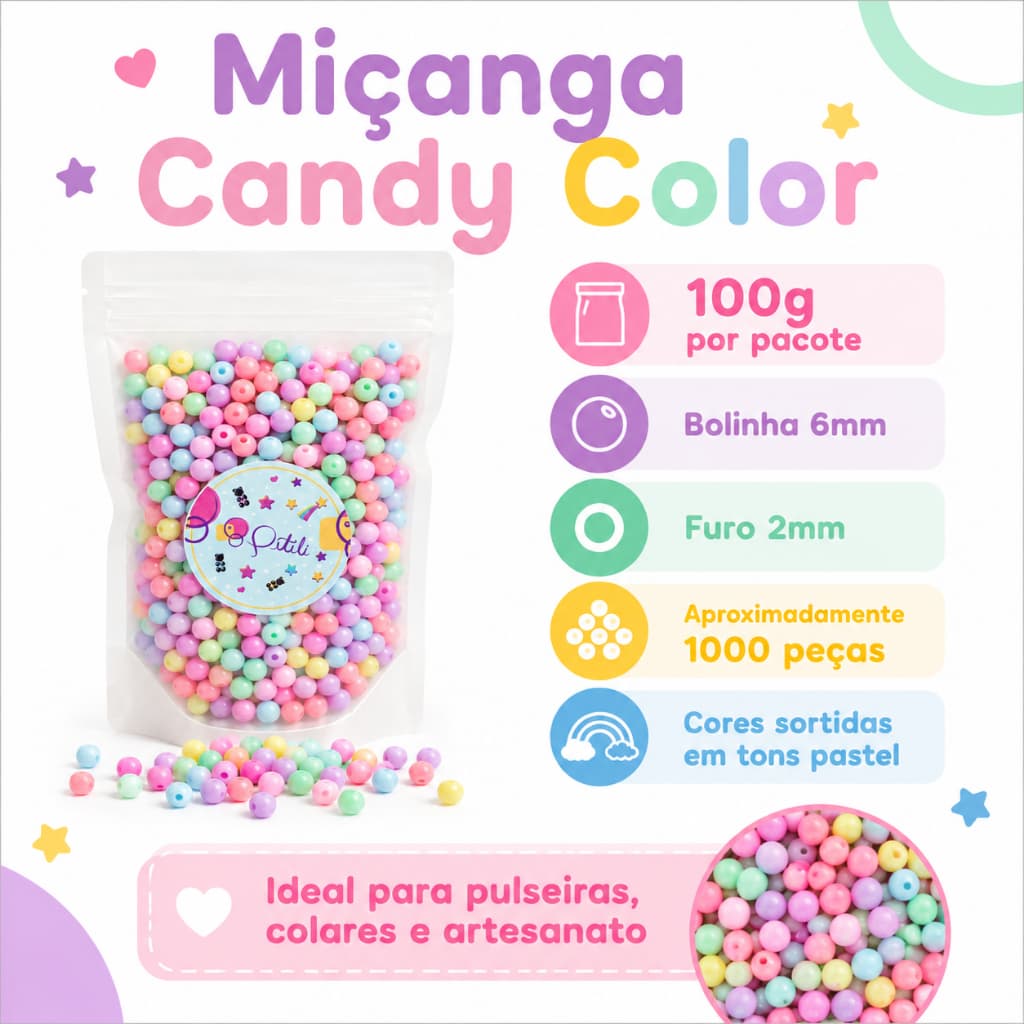Miçangas 6mm Candy 1000 Peças Bola Leitosa Para Pulseira Colar Pitili