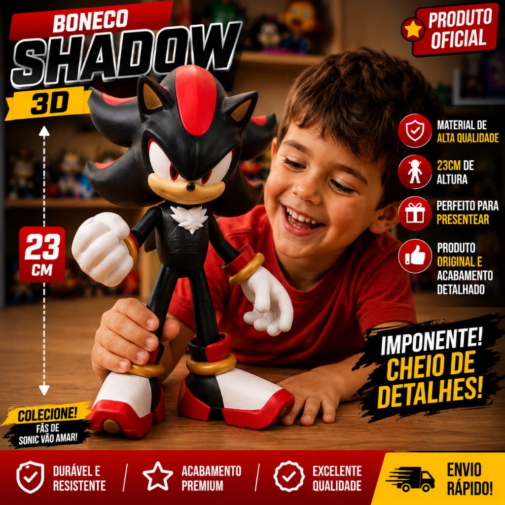 Boneco Shadow 23cm 3D Decorativo Colecionável Presente Geek