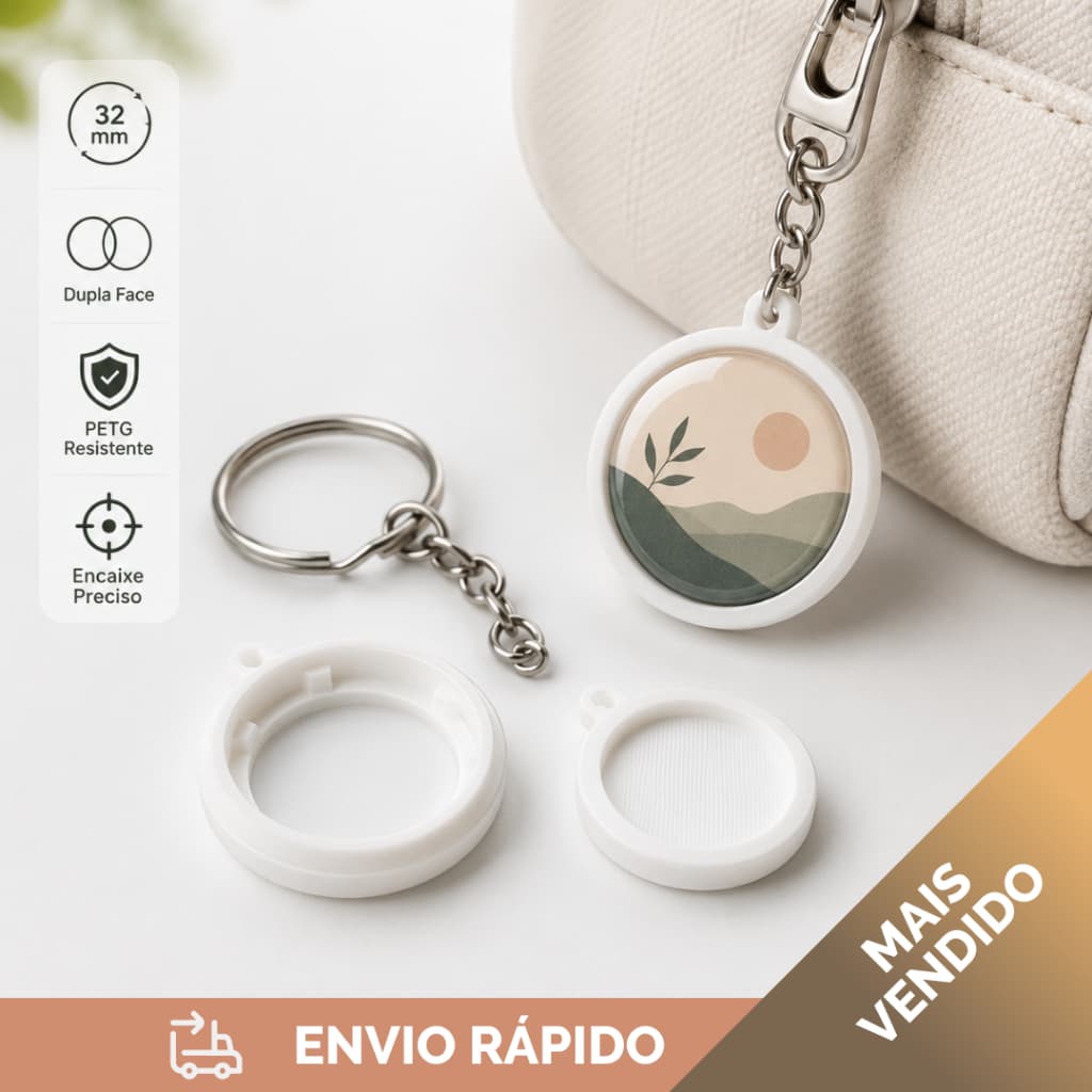 Base Dupla 32MM Adaptadora para Chaveiro de Botton de 32mm– Ideal para Personalizados e Brindes