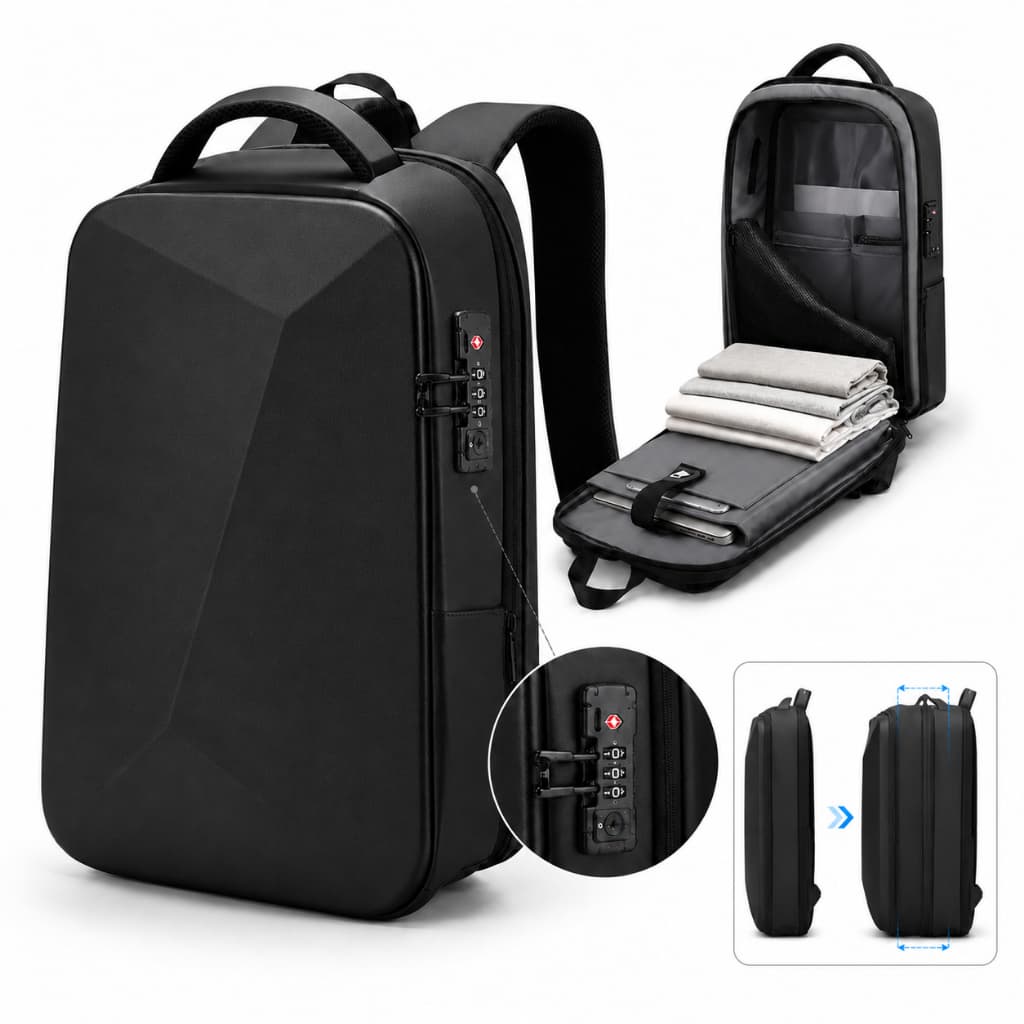 Mochila Executiva Masculina Grande Impermeável Expansível Antifurto TSA Viagem Premium Luxo 26L