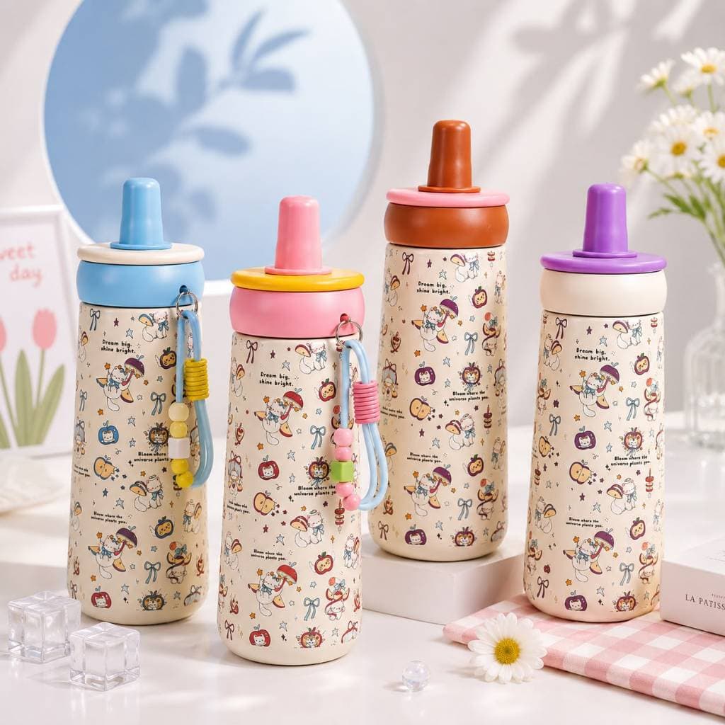 Copo Térmico Infantil 680ml com Canudo Garrafa de Aço Inoxidável com Alça