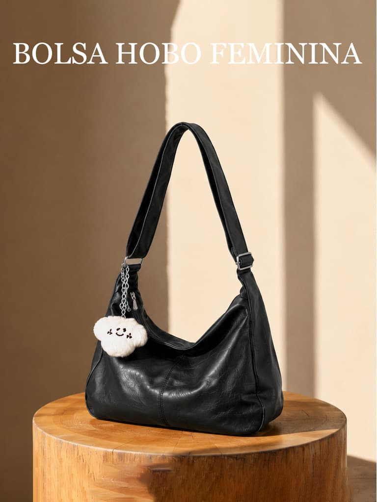 JAMI JAMI Bolsa Hobo Feminina em Couro Ecológico com Alça Ajustável para Faculdade Trabalho Viagem e Compras 5958