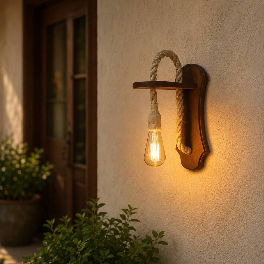 Pendente Lustre Rústico Corda Sisal Arandela Parede Bivolt Iluminação Decorativa Estilo Artesanal