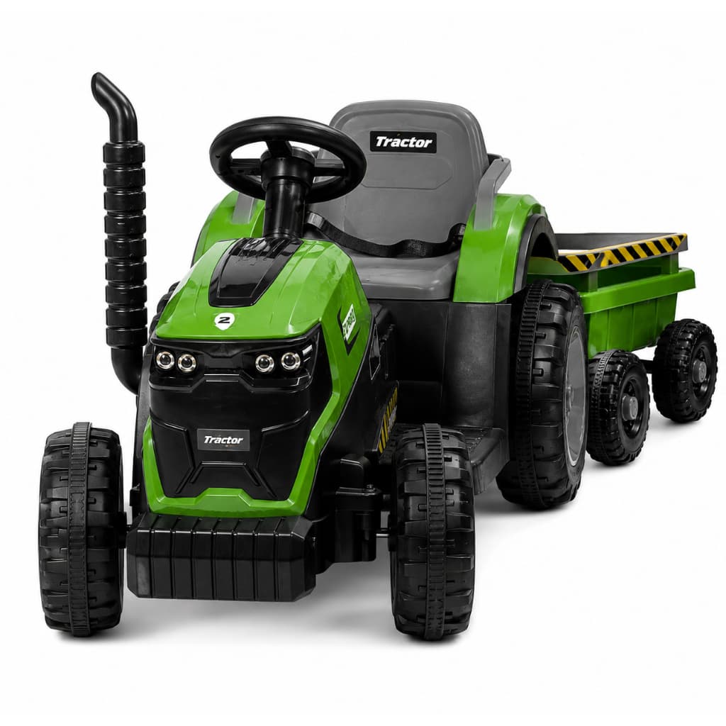Trator Compact Elétrico Infantil C/ Controle Remoto Carrinho Quadriciclo de Passeio com Carretinha 12v Zippy