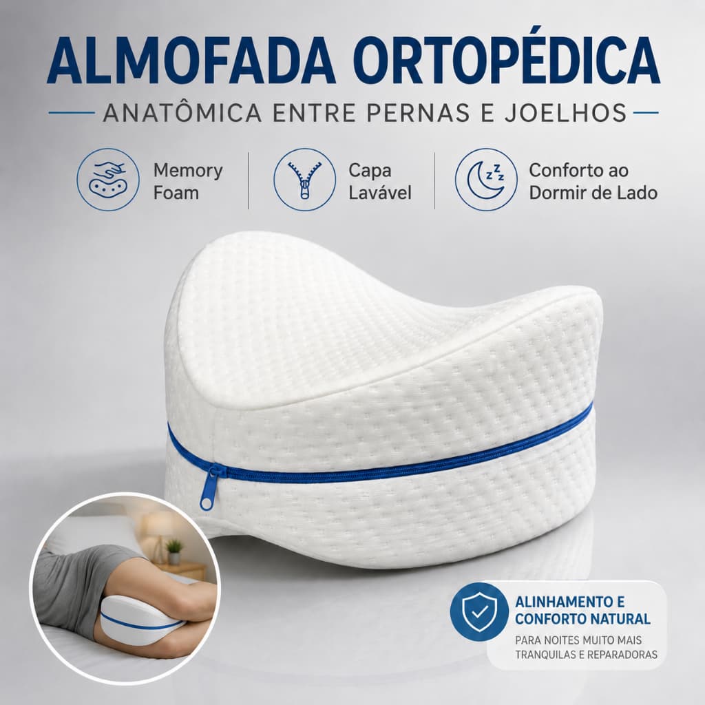 Travesseiro Ortopédico Para Pernas Corretor Postural Almofada Espuma de Memória