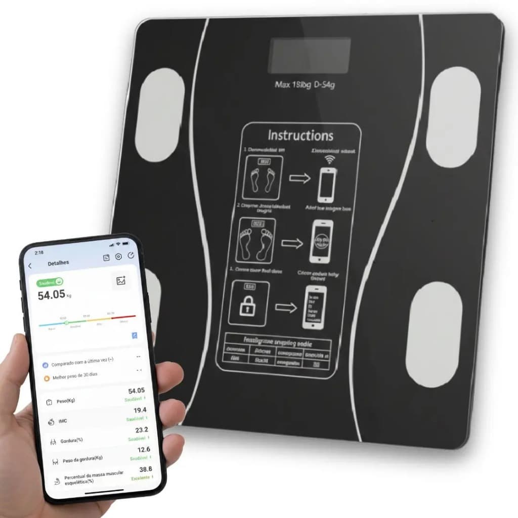 Balança Digital Corporal com Aplicativo Bluetooth 180kg