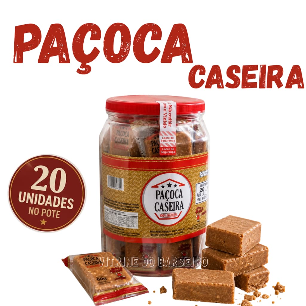 Paçoca Caseira 100% Natural C/ 20 Unidades Direto da Fábrica