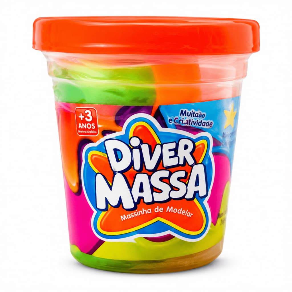 Massinha Diver Massa Tricolor 8286 Divertoys com 3 Cores Aroma Sortido Atóxica Infantil