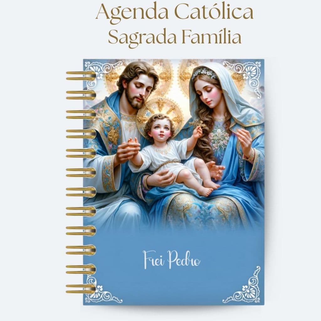 Agenda 2027 Católica Sagrada Família Personalizada com Nome Capa dura Presente Religioso Agenda Masculina