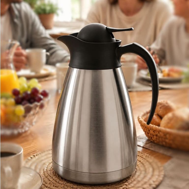 Garrafa Térmica Invicta 1L Inox Premium Gatilho Alça Café Chá Moderna Escritório Elegante Uso Diário