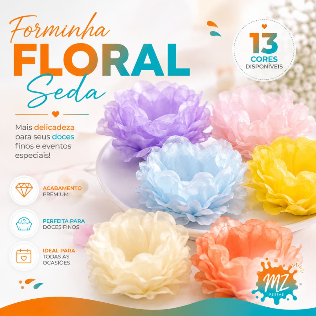 Kit Forminhas para Doces Finos Formato Flor Para Festa Casamento Aniversário Batizado