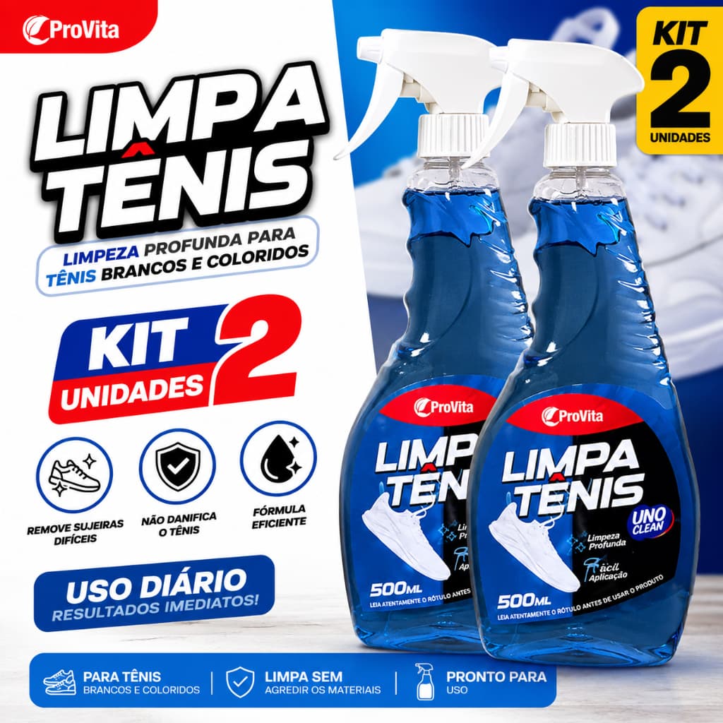 Kit 2 Limpa Tênis Provita 500ml Removedor de Manchas e Sujeira Pesada Deixa Branco de Novo