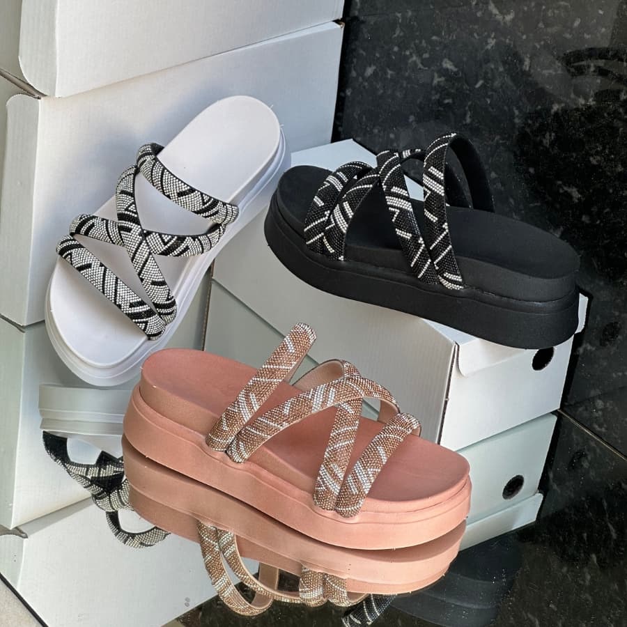 sandália papete feminina 039 plataforma alta birken com pimenta salto brilho ultra calçados femininos