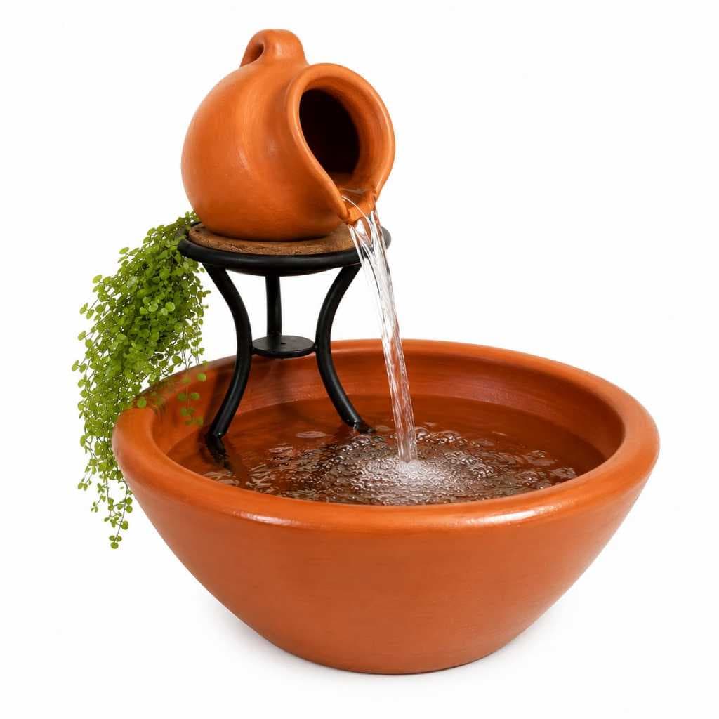 Bacia de Barro para Fonte de Água Decorativa 29 cm Artesanal