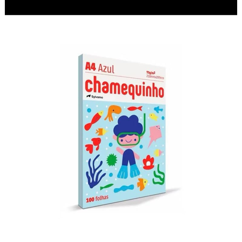 Papel Sulfite A4 Azul Chamequinho 75g 100 Folhas Colorido Sylvamo Escolar Impressão Artesanato
