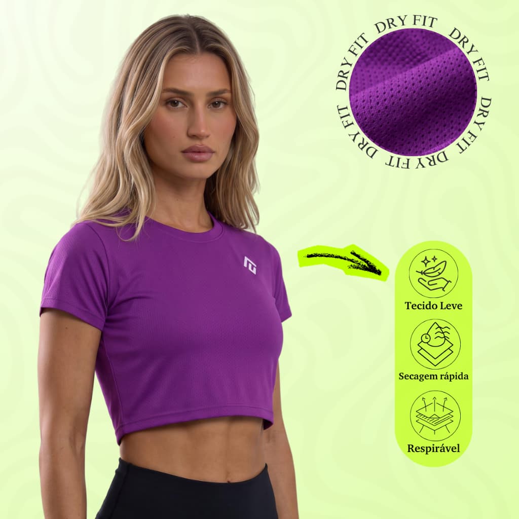 Blusa Cropped Feminina Academia Dry Fit Básica Treino