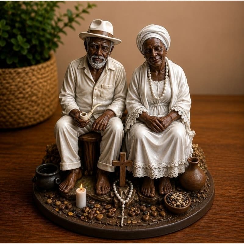 PEÇA 3D IMAGEM PRETO VELHO CASAL EM IMPRESSÃO 3D