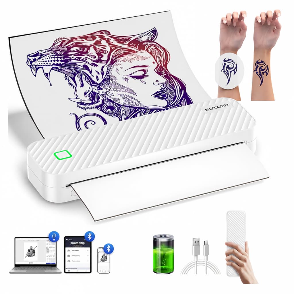 Impressora Termica Mini Etiquetas E Tatuajes 2en1 Bluetooth Térmica A4 Tattoo tattoo De Transferência Stencil Papel Para