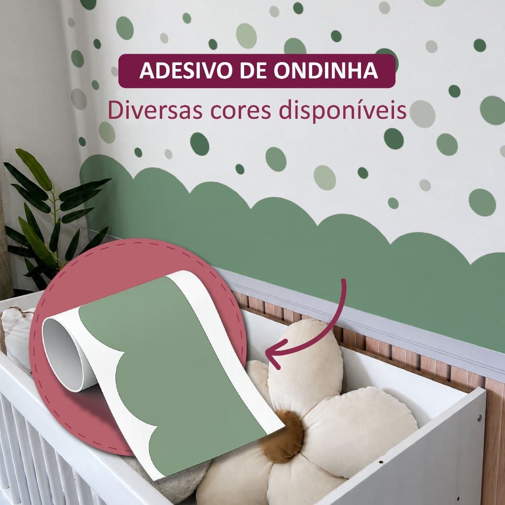 Faixa Adesiva De Parede Ondinhas, Boho, Barrado, Bordado, Decoração Quarto Infantil Menina Menino