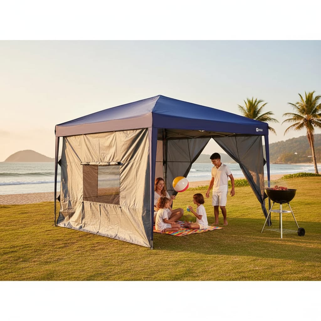 Parede para Gazebo em poliéster - Cinza praia campo