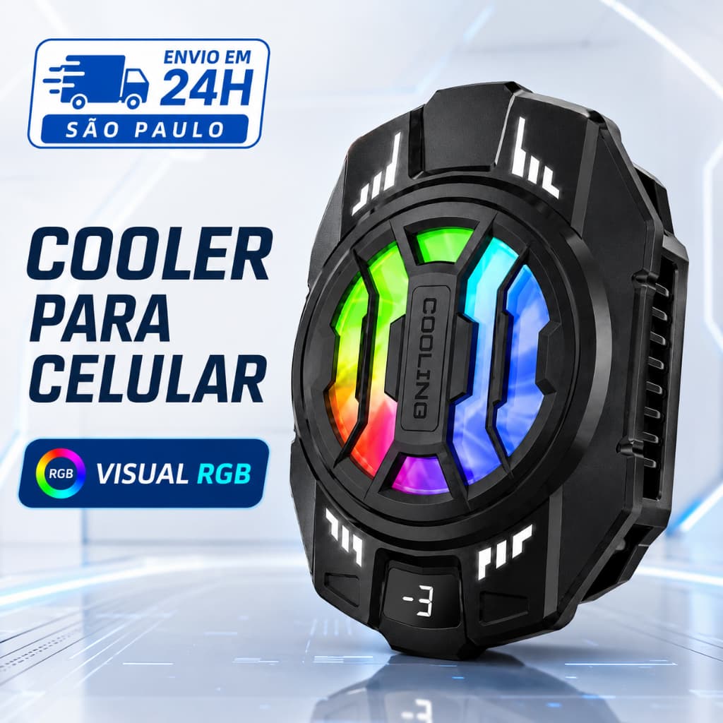 Cooler para Celular Gamer Tomate MSR-716 RGB com Display Digital 3 Velocidades Resfriamento Rápido USB