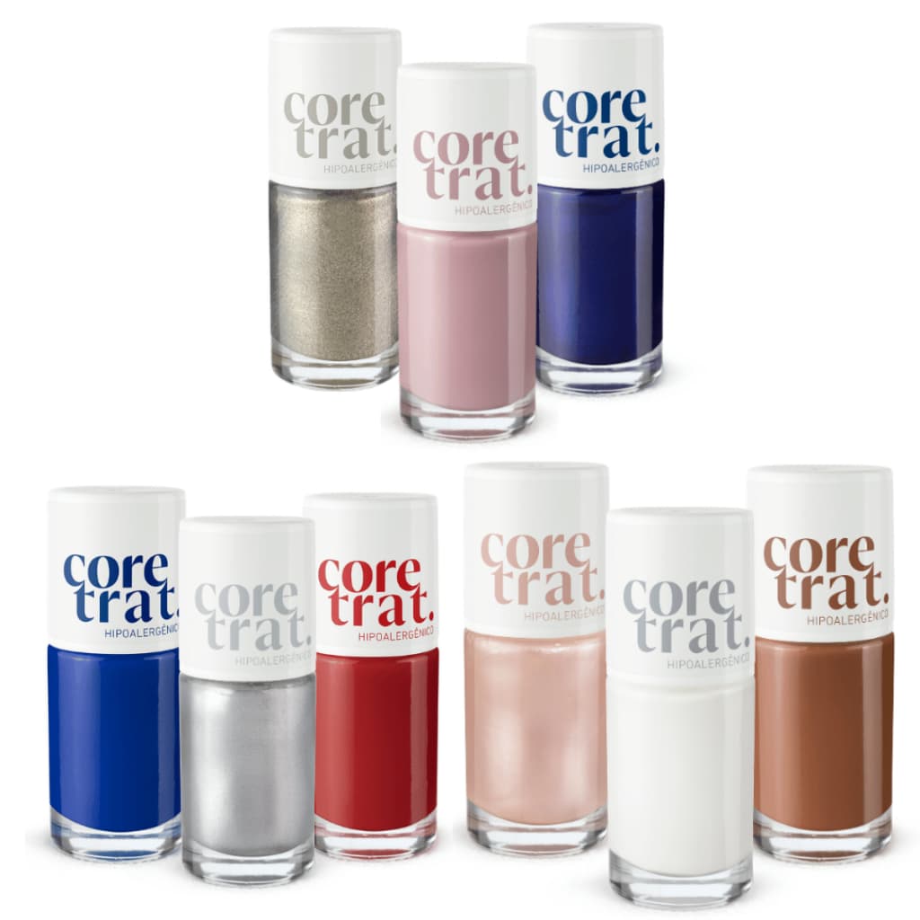 Kit Esmalte Coretrat Hipoalergênico Blant 8.5 ml Cremoso Translúcido Perolado