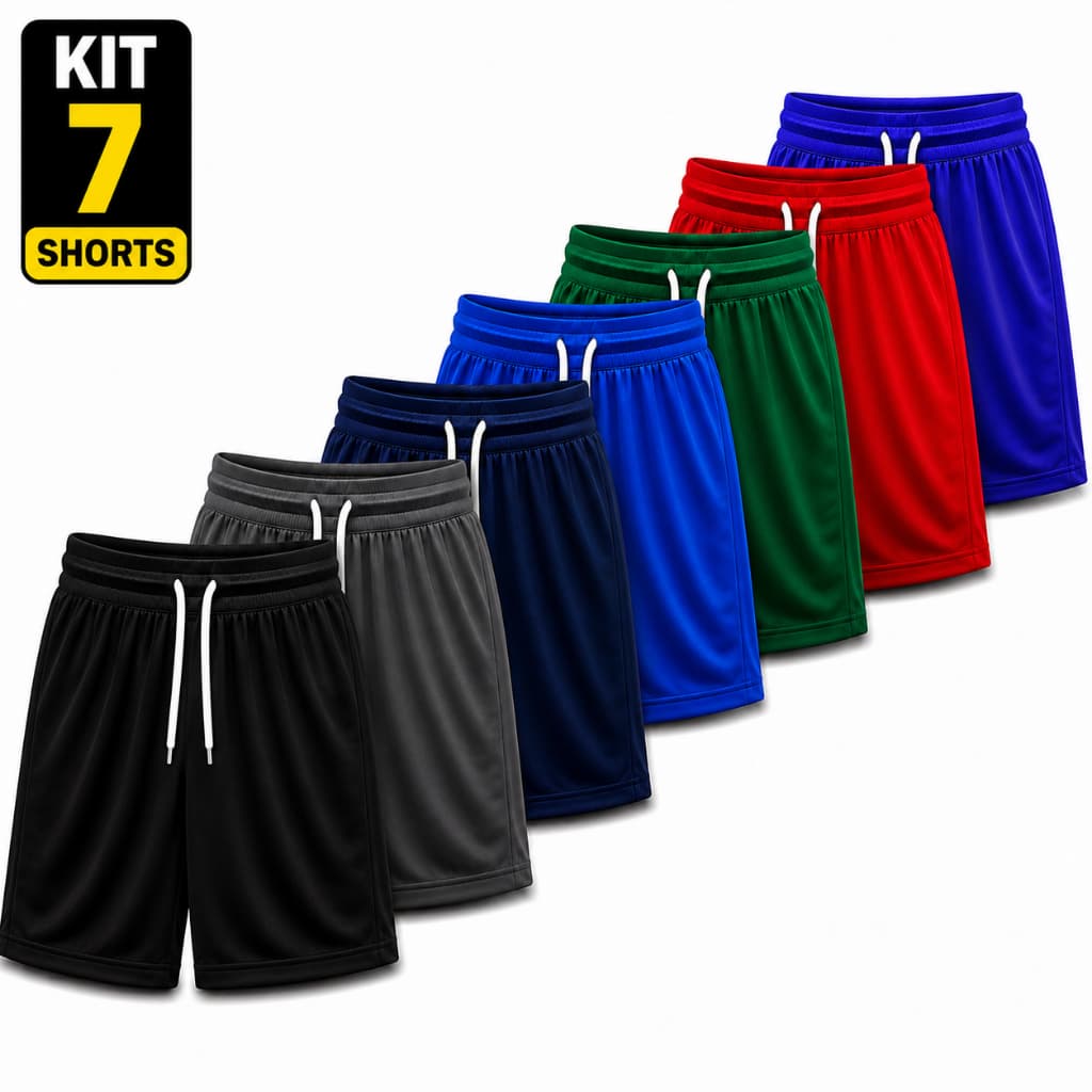 Kit 7 Shorts Masculinos Esportivos Academia Futebol Corrida Caminhada Uso Diário Premium