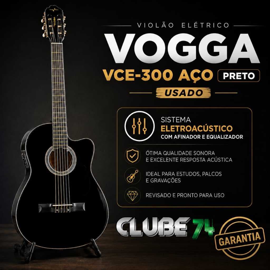 Violão Elétrico Vogga VCE-300 Aço Preto ( Usado )