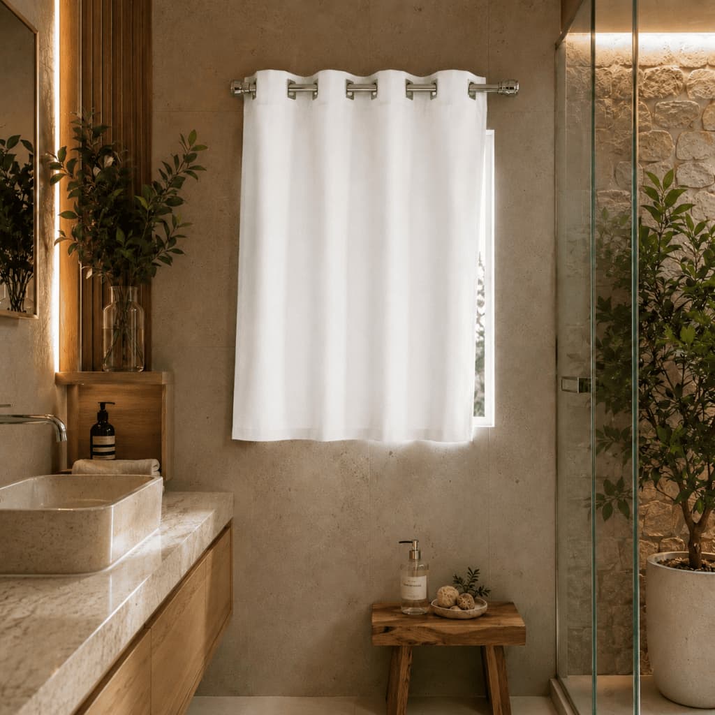 Cortina de Janela Com Ilhós Prateado 1.00x0,90 Oxford Grosso Várias Cores Linha Maison