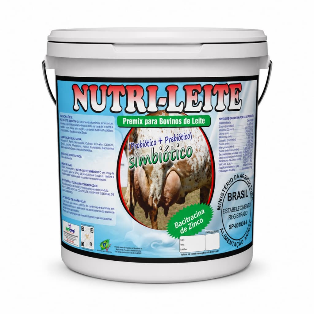 Nutri-Leite Simbiótico Agrocave Premix para Bovinos de Leite com Probiótico Prebiótico 5kg 10kg 20kg