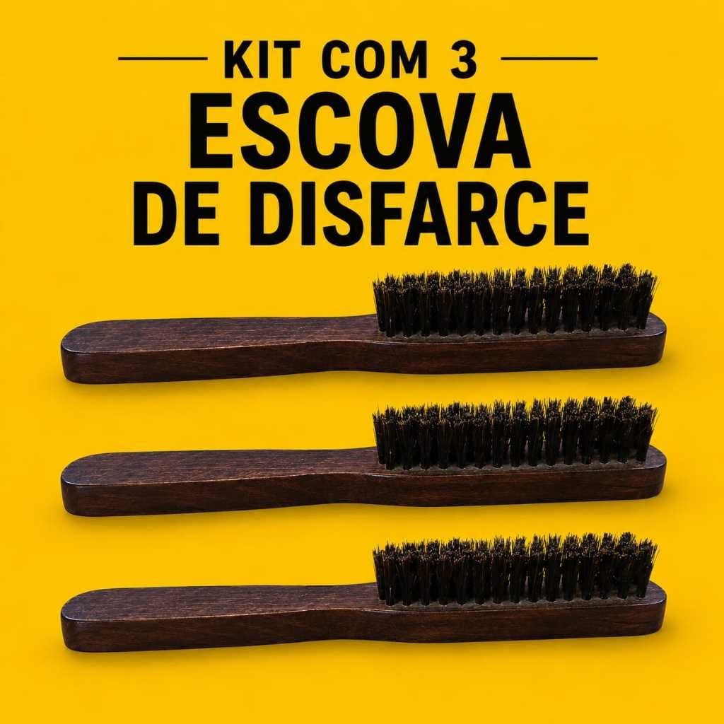 Kit 02 Escova de Madeira Barba Cabelo Bigode Disfarce