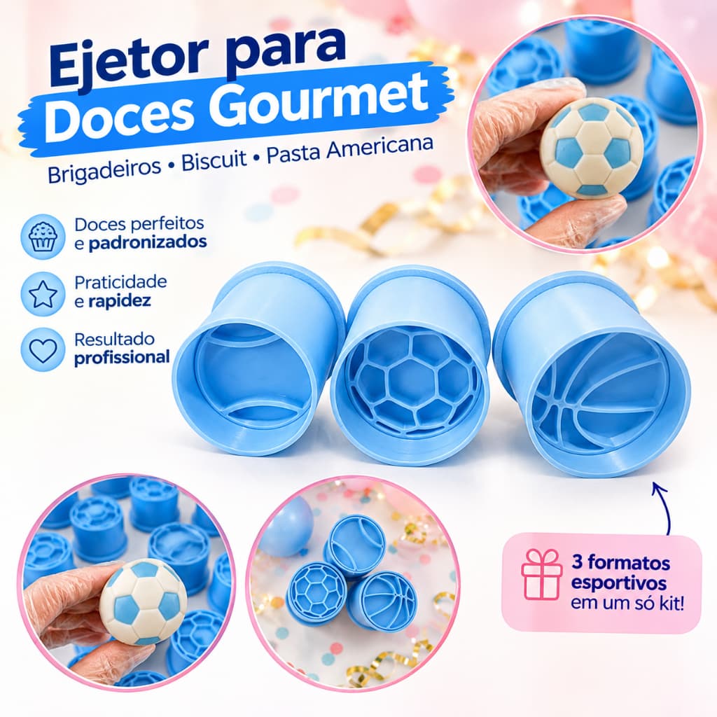 Kit Ejetor De Brigadeiro Gourmet I Modelador Tema Esportes