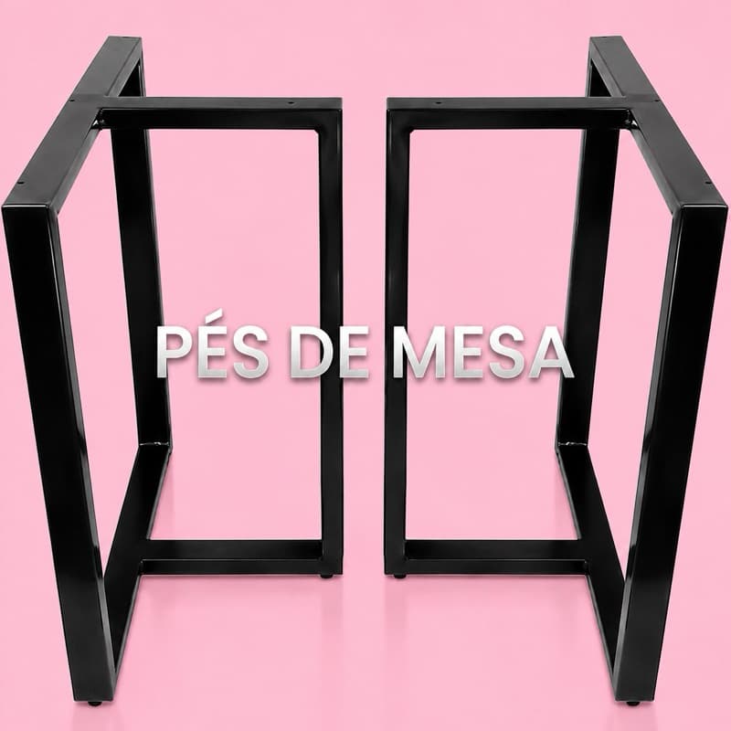 2 Bases Modelo T 75x60 Em Aço Preto Pé Para Móveis Mesas Gamer e Estação de Trabalho e Jantar