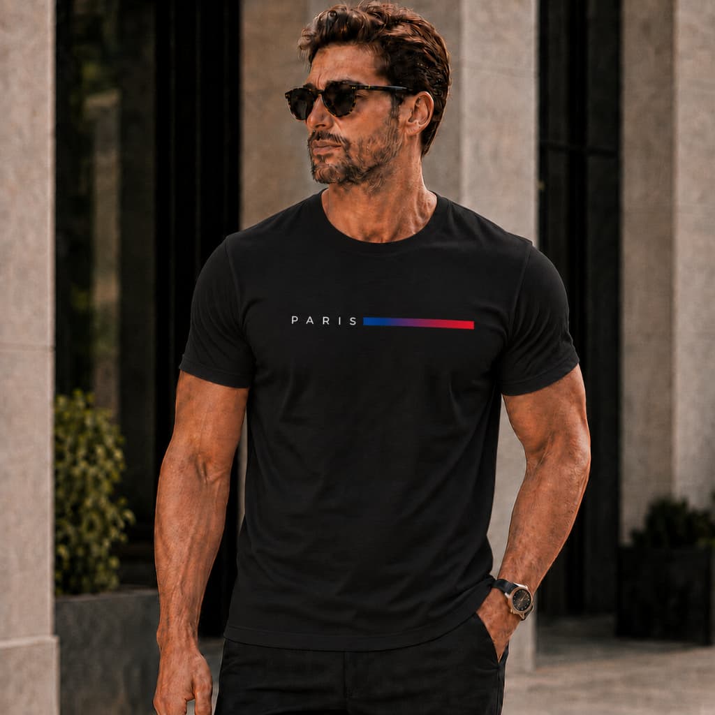 Camiseta Masculina Básica Paris Camisa Masculina Básica Paris Elegante