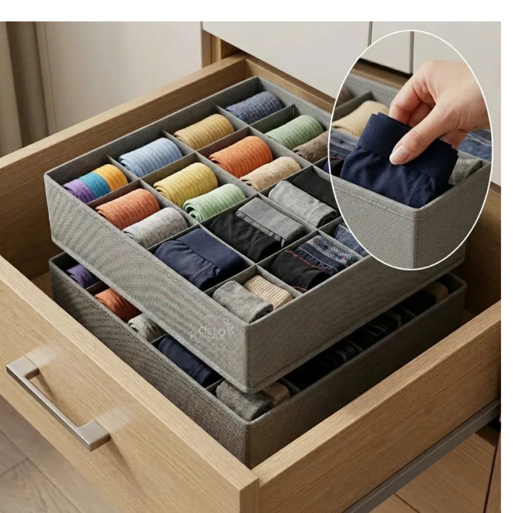 Organizador Colmeia De Roupas Gaveta Kit 2 Guarda Roupa 24 Divisórias Ciclo Alternativa Cor Cinza Suporta 3KG