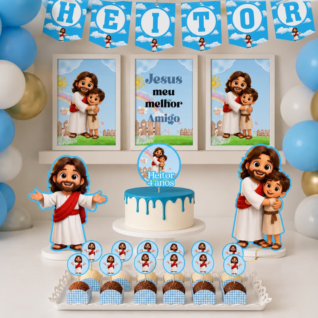 Kit Festa Jesus meu melhor amigo | Só Um Bolinho | Decoração Aniversario em casa