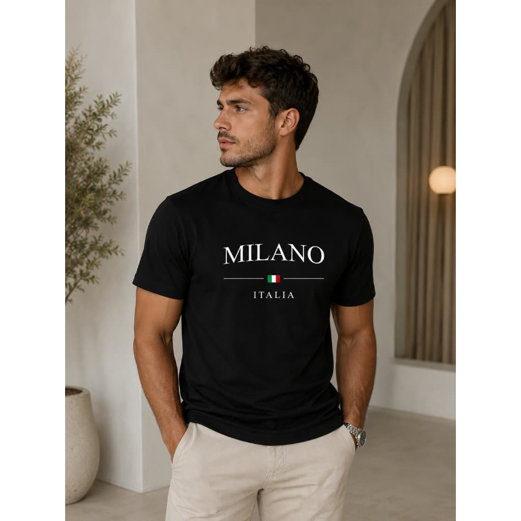 Camiseta Masculina Milano Itália Blusa 100% Algodão Promoção
