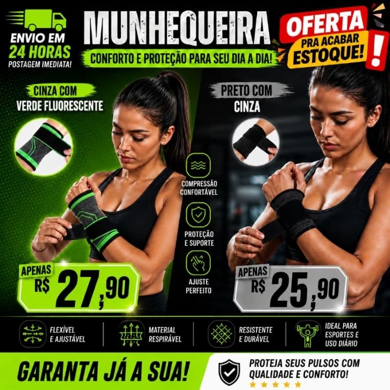 Munhequeira Ortopédica de Compressão Ajustável | Dor no Punho | Envio em 24 horas