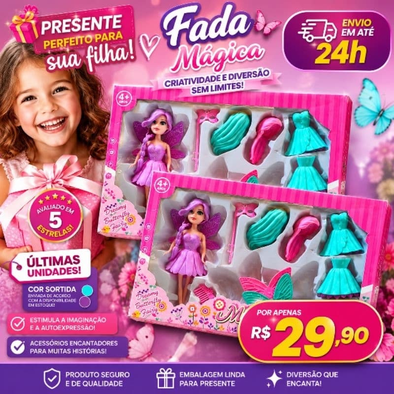 Boneca Abbie Fada com Acessórios ✨ Brinquedo Infantil +3 Anos | Envio em 24h