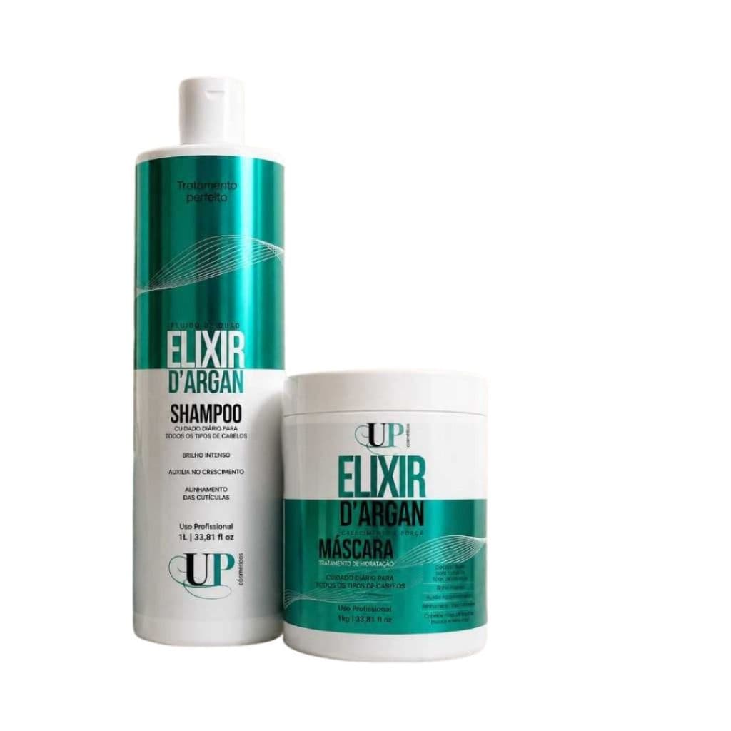UP ÉLEGANCE - KIT ELIXIR ARGAN SHAMPOO E MASCARA, CRESCIMENTO E BRILHO