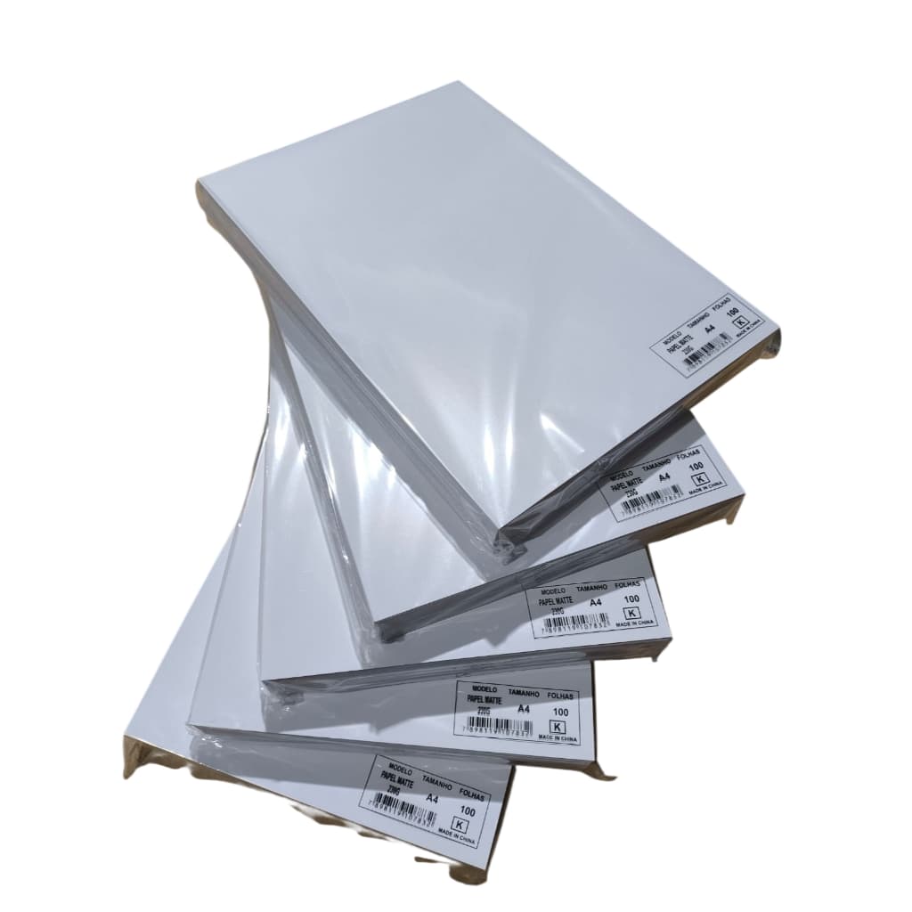 Kit 5x Papel Matte A4 230g 100 Folhas para Impressão Alta Qualidade