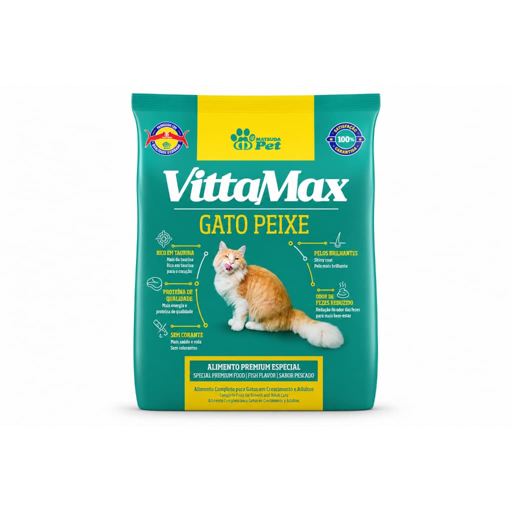 Ração Vittamax para Gato Adulto Peixe 10,1kg Premium Especial Nutrição Completa Trato Urinário Embalagem Econômica
