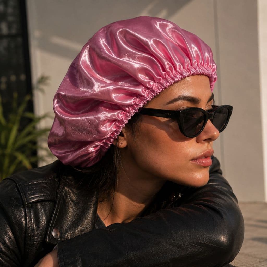 Touca De Cetim Rosa Antifrizz Para Capacete Premium Envio Imediato