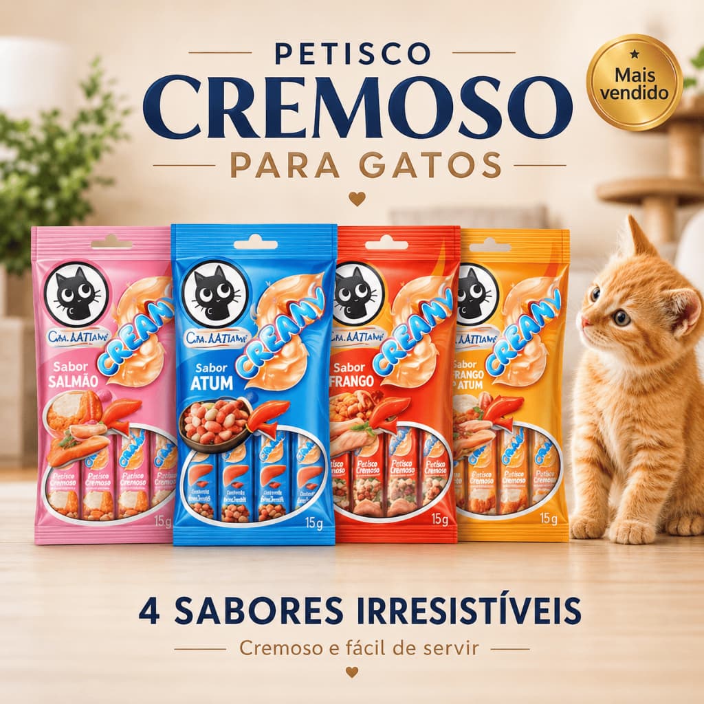 Chuchups Creamy Petisco Cremoso Para Gatos Snack Gourmet Sabor Frango Salmão Atum Patê