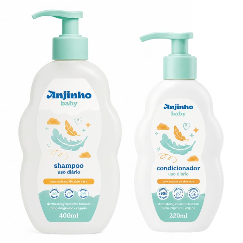 Kit Anjinho Uso Diário Shampoo 400ml+Condicionador 220ml - Com extrato de Ale Vera