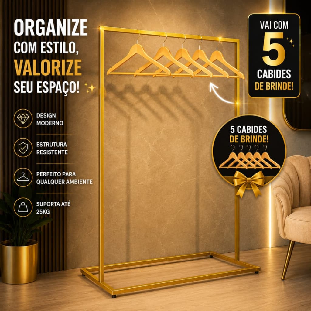 Arara Para Roupas + 5 Cabides Centro De Loja Ilha Desmontável Moderna Expositor Comercial