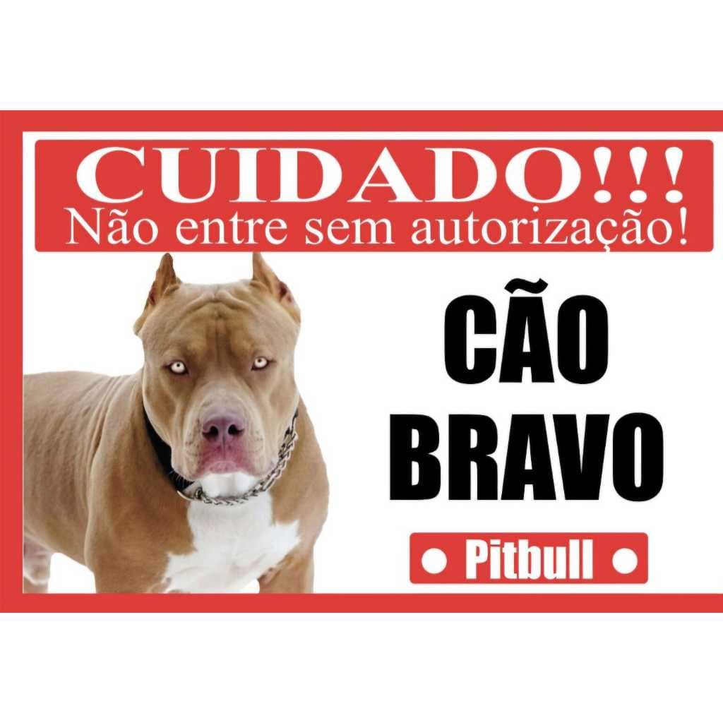 Cuidado Cão Bravo Pit Bull Placa De Advertência 20x30