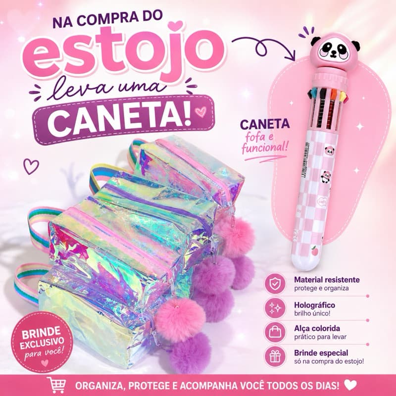 Necessaire/ Estojo Holográfico com alça