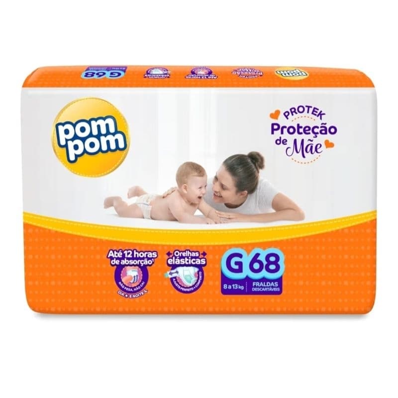 Fralda Pom Pom Protek Hiper G - 68 Unidades