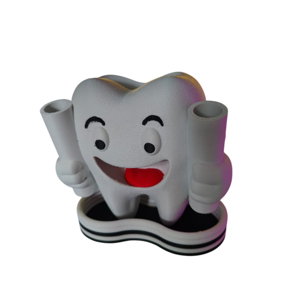 Porta escova de dentes e acessórios bucais em formato de Dente Personalizado 3D já colorido